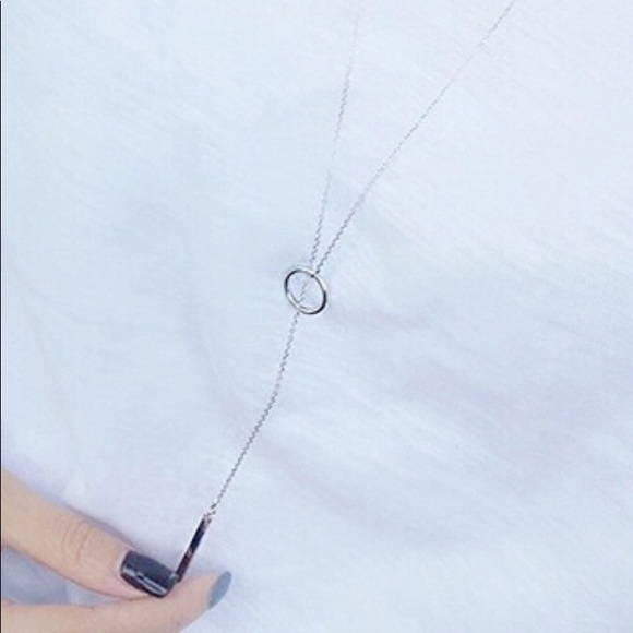 🐣 (925) OPEN CIRLCE BAR LARIAT NECKLACE - Picture 3 of 6